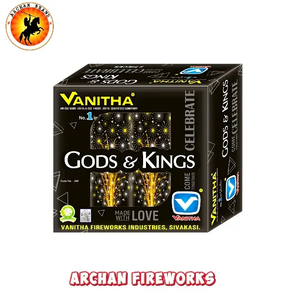 Gods and Kings yellow and silver crackling fountain firework illuminating the ground.