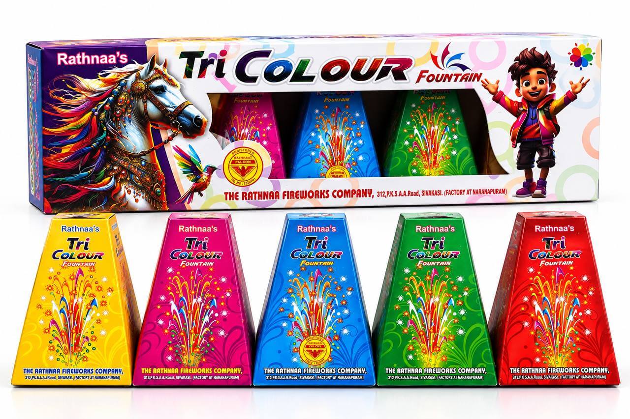 Mega Tri Colour Deluxe  5pcs - Diwali crackers, buy online, 2025 crackers, sky shot crackers, sparklers online