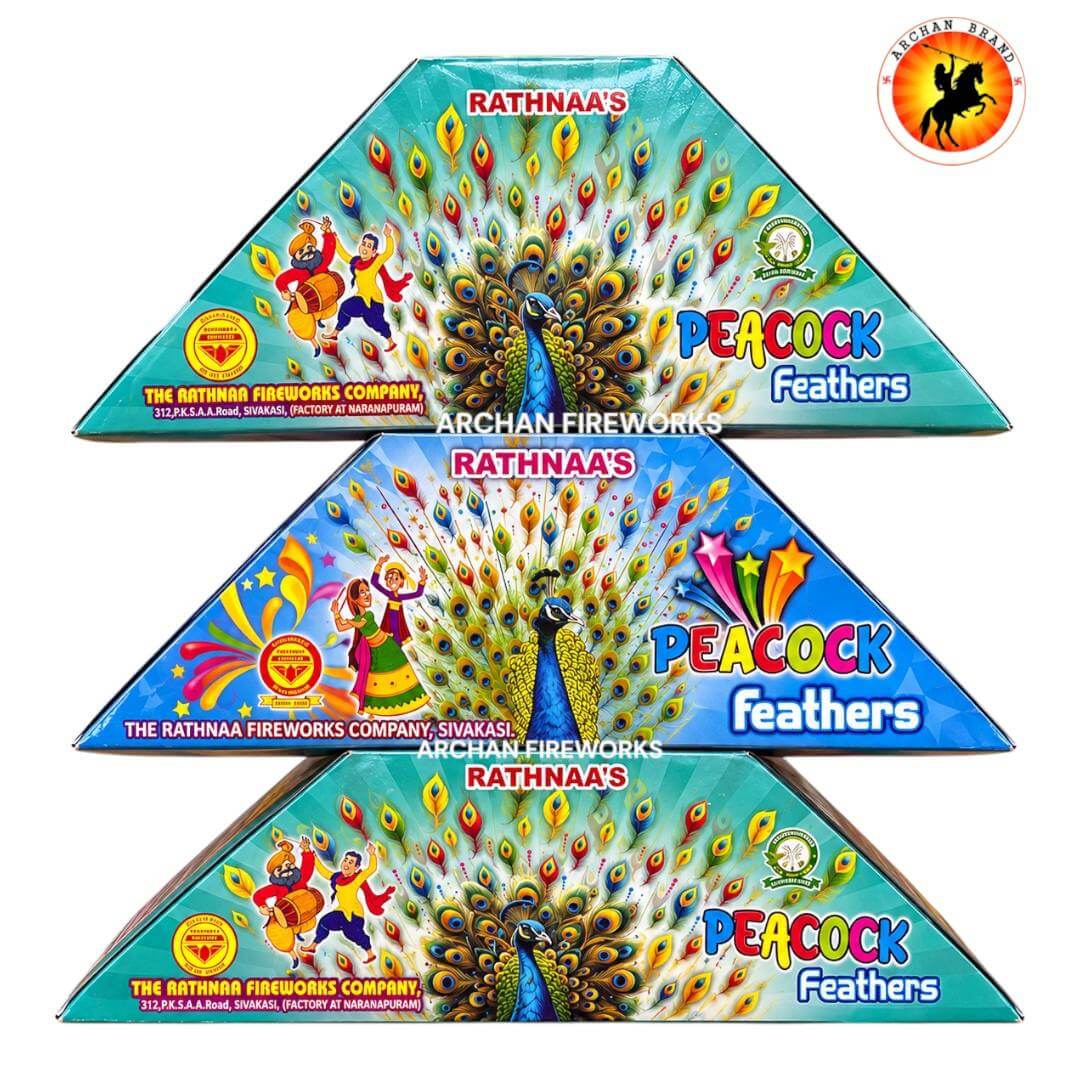 Peacock Feather Red & Green - Diwali crackers, buy online, 2025 crackers, sky shot crackers, sparklers online